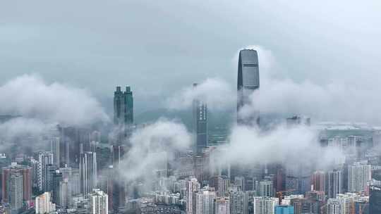 深圳雨后云海云雾缭绕