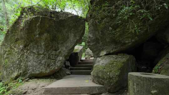 成都青城山后山峡谷森林步道溪流自然景观