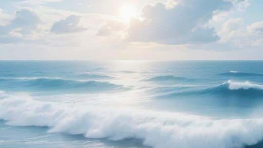 海面阳光海浪全景
