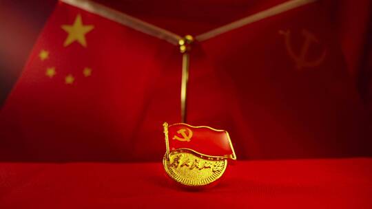 4k党徽党旗建党国庆中国共产党章程视频素材模板下载