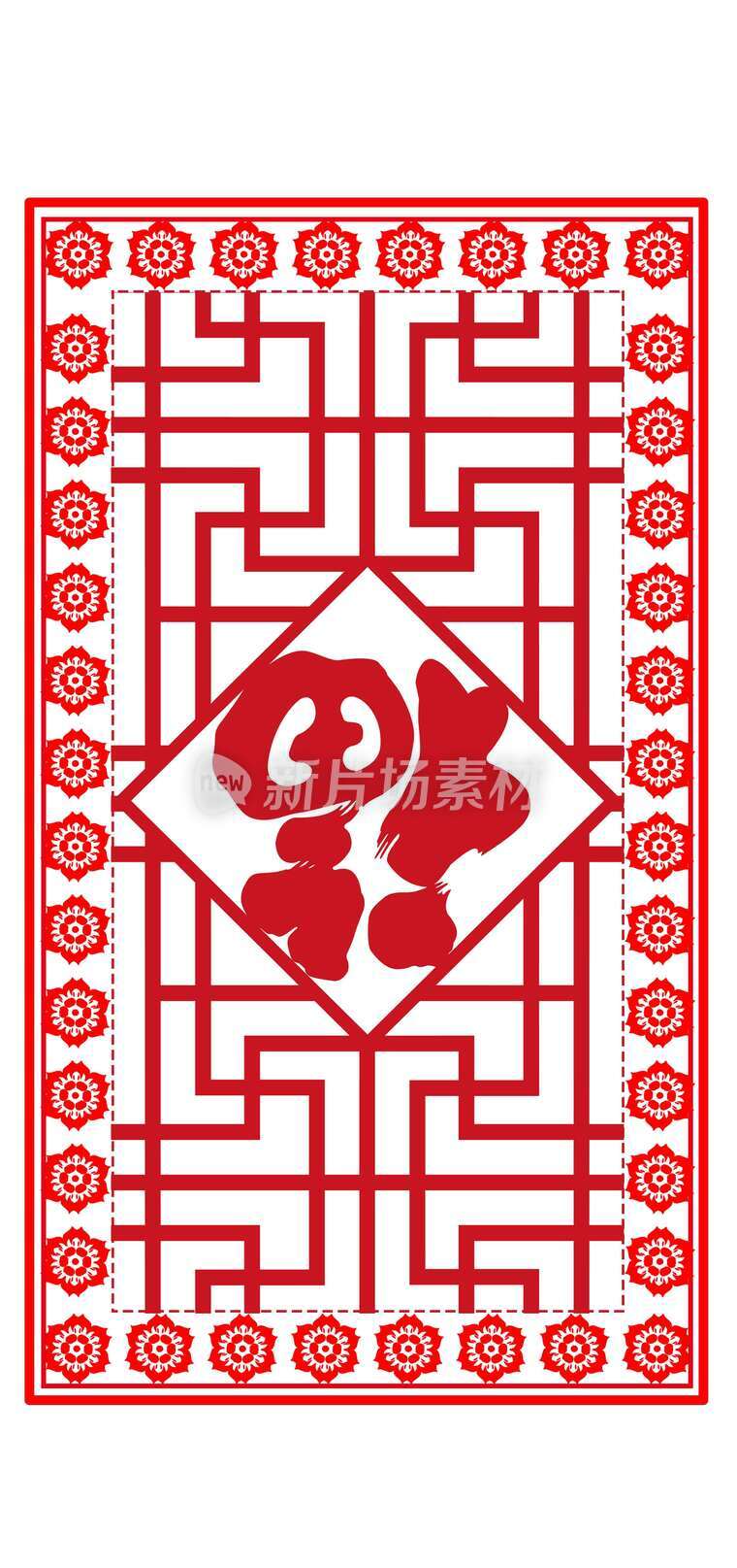 国潮福绕花卉图纹