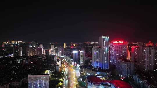 航拍四川泸州夜景泸州蜀泸大道夜景