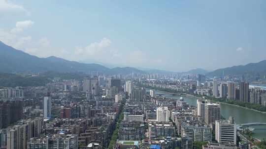 航拍福建三明城市风光三明大景