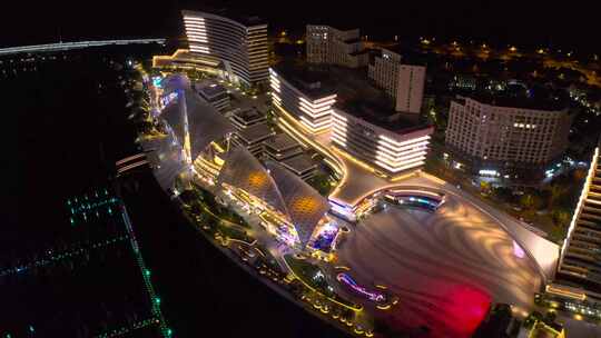 厦门市五缘湾国际游艇汇五缘大桥夜景航拍