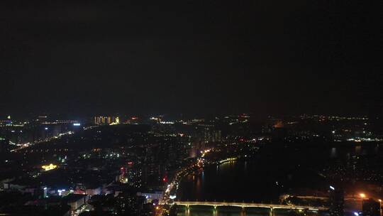 航拍衡阳市湘江夜景