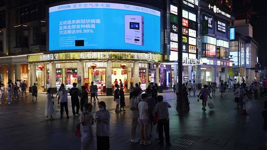 都市上下班白领逛街夜景视频4k