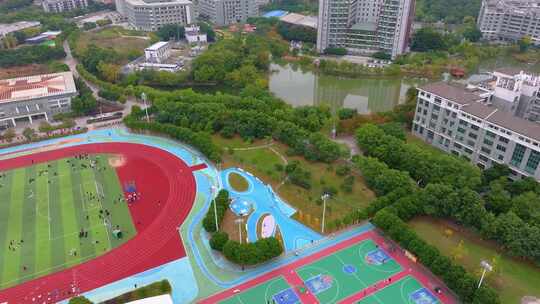 福州福建江夏学院大学城校区航拍校园风景风