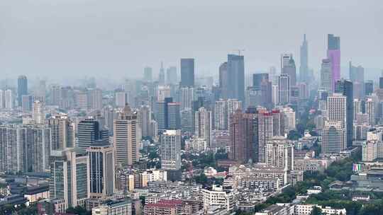 4k航拍南京新街口高楼群楼建筑素材