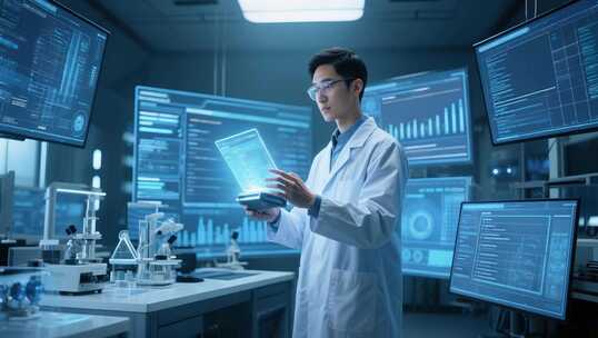 实验室医生操作电子设备