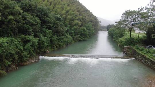 航拍浙江杭州萧山，富阳农村大源溪