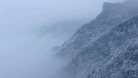 4k湖北宜昌高海拔雾凇山脉绝景仙境航拍