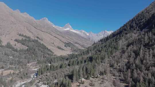 航拍冬天的四川阿坝双桥沟风景