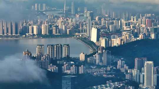 珠海高空唯美城市空境航拍港珠澳大桥