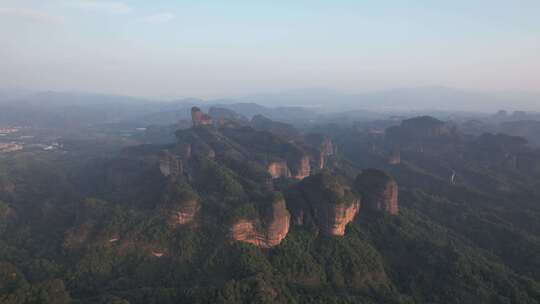 广东韶关丹霞山5A景区日出日落晚霞航拍