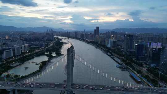 航拍福建福州鼓山大桥夜景