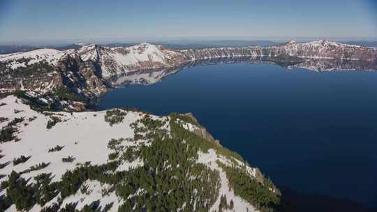 火山口，湖，水，雪