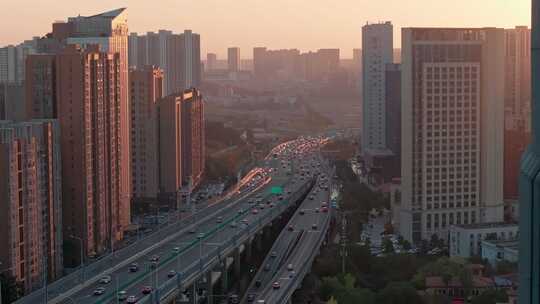 湖南长沙湘府路高架交通车流航拍视频视频素材模板下载