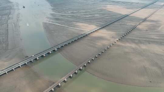 跨海大桥车流延时公路沈海高速路滨海特大桥