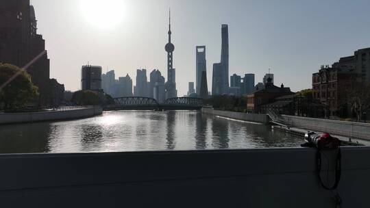 上海苏州河清晨航拍