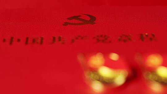 中国共产党章程和党徽喜迎二十大红色题材视频素材模板下载