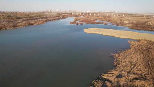 航拍 航拍湿地保护区 航拍元氏县