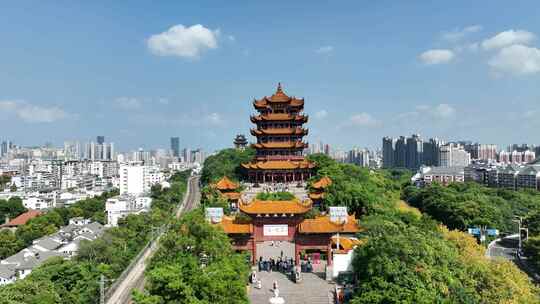 黄鹤楼航拍武汉地标城市景观建筑风光风景