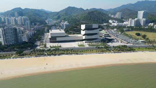 广东珠海海天公园沙滩航拍【4K60】视频素材模板下载