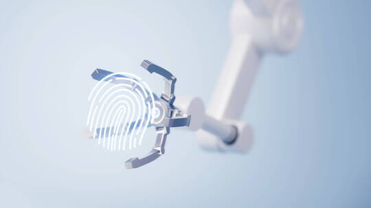 机械臂与指纹识别概念3D渲染