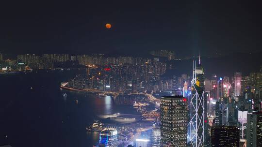 香港航拍城市夜景大景