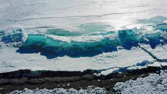 新疆博尔塔拉州 赛里木湖 冰推 航拍