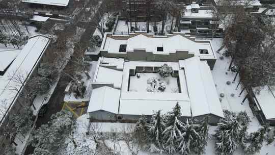 武汉武昌红巷毛泽东同志旧居雪景航拍