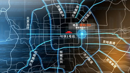 北京地图路线模板AE视频素材教程下载