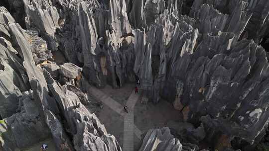 云南昆明石林县石林风景区航拍地质风光