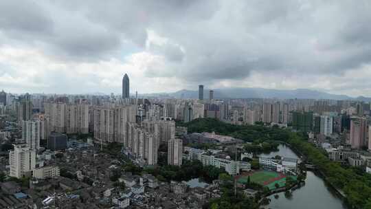 航拍温州鹿城区城市建设