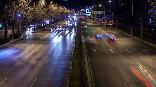 北京市区道路夜景延时