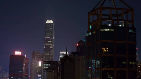 香港城市夜景航拍大景