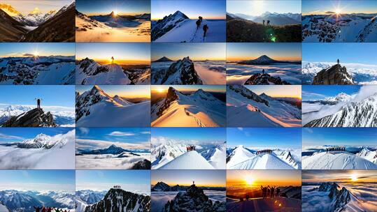 雪山之巅团队协作攀登拼搏企业精神高清在线视频素材下载