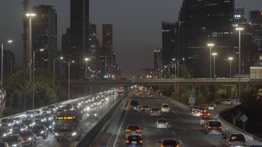 夜景城市车流空镜