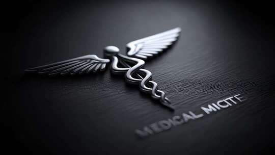 医疗徽标特写展现医学的专业与希望