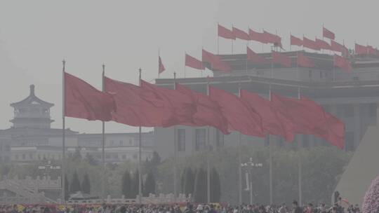 人民大会堂 天安门两会红旗飘扬视频素材模板下载