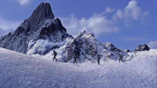 4K团队励志攀登雪山登顶成功企业宣传