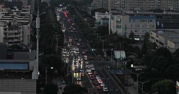 俯拍苏州城市夜晚车流