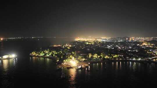 福建厦门鼓浪屿夜景航拍