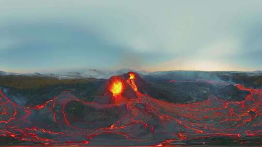 全景相机VR火山喷发