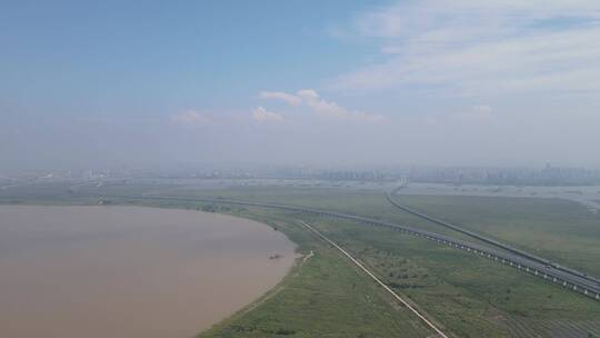 湖南岳阳洞庭湖风光航拍