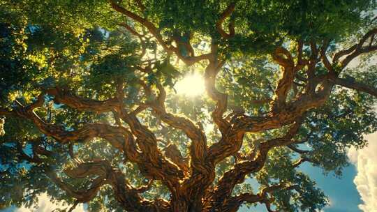 阳光照耀下的大树景观