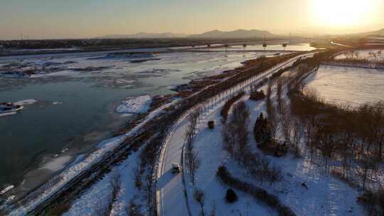 航拍雪景 唯美冬日空镜 立冬 冬至节气