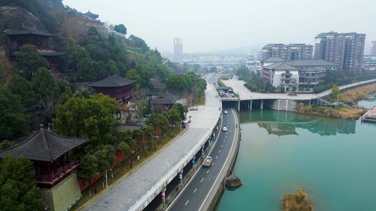 广元皇泽寺景区航拍风景