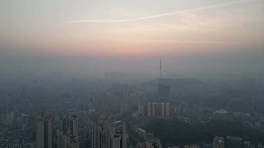 航拍广东阳江城市大景阳江日出