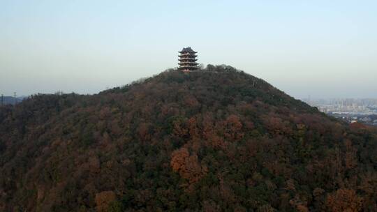 安徽省马鞍山市采石矶景区三台阁航拍风光